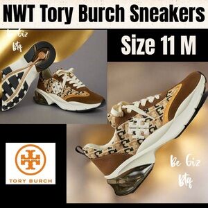 Authentic Tory Burch Good Luck Bubble Trainer TLogo Knit Cream -Chestnut Size11